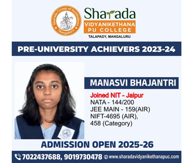 Manasvi Bhajantri, NATA 144/200, joined NIT Jaipur