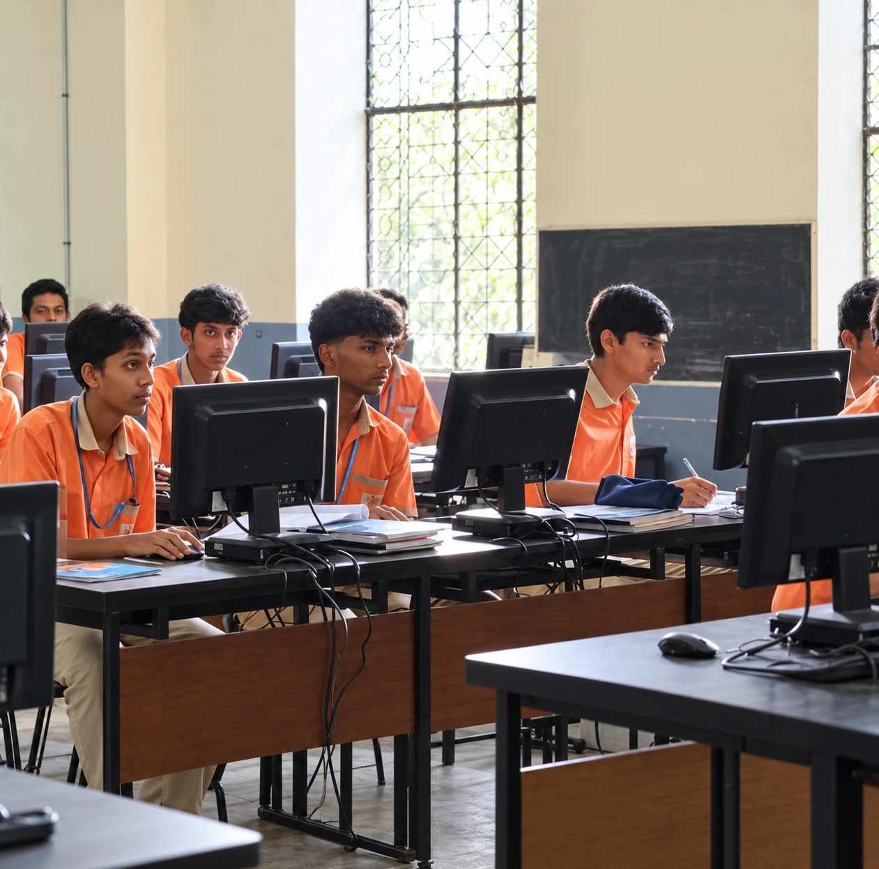 Students practising in the computer lab during a coaching session